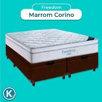 Box Baú Blindado Marrom + Colchão Queen Freedom Ortobom