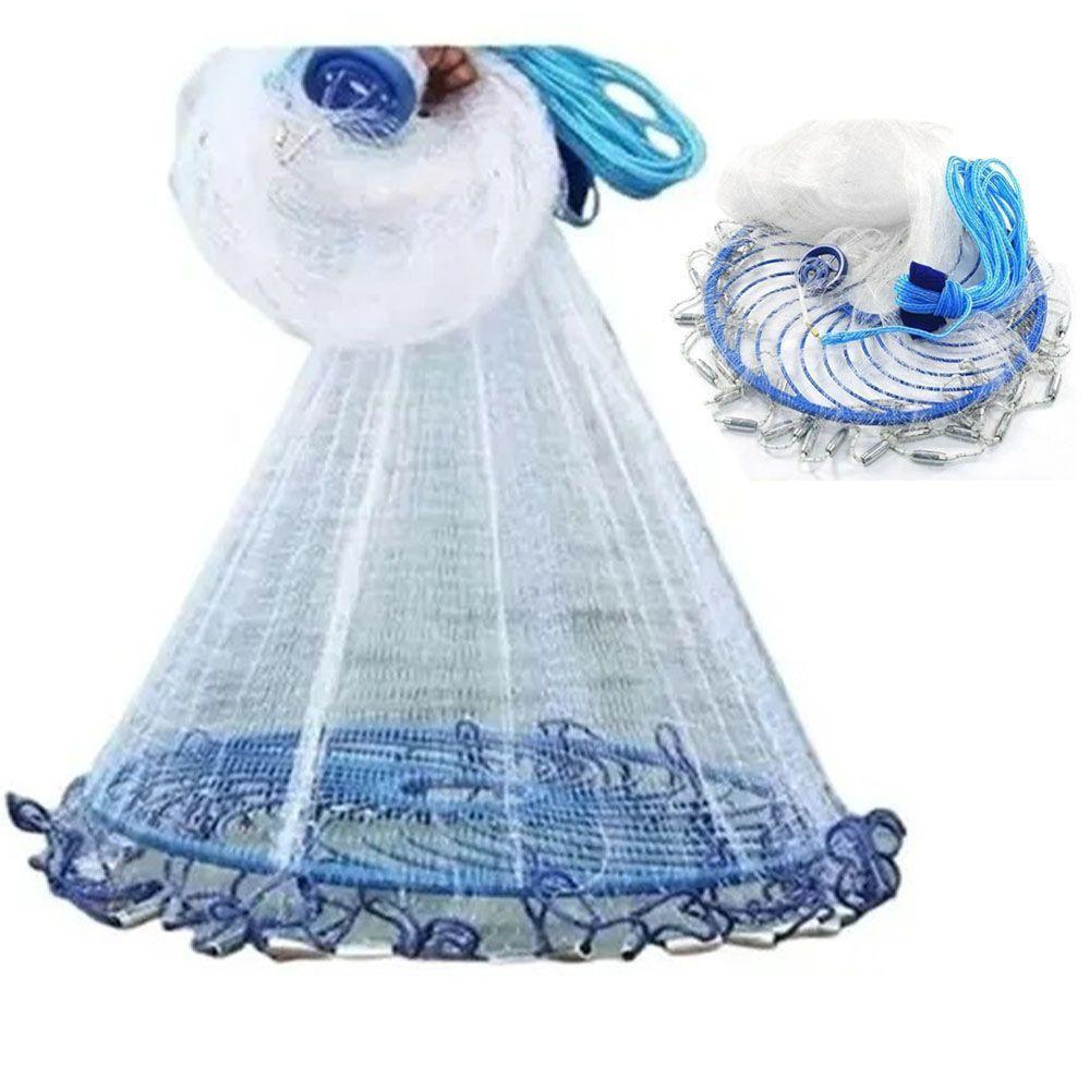 Rede Pesca Tarrafa Chinesa Disco 6 Metros Pescaria Malha Multifilamento Peixe Robalo Tainha Lambari - 1