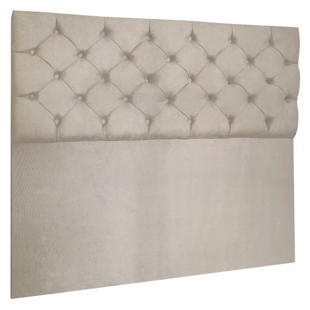 Cabeceira Capitonê King 1,95m Jade Suede Bege - 1