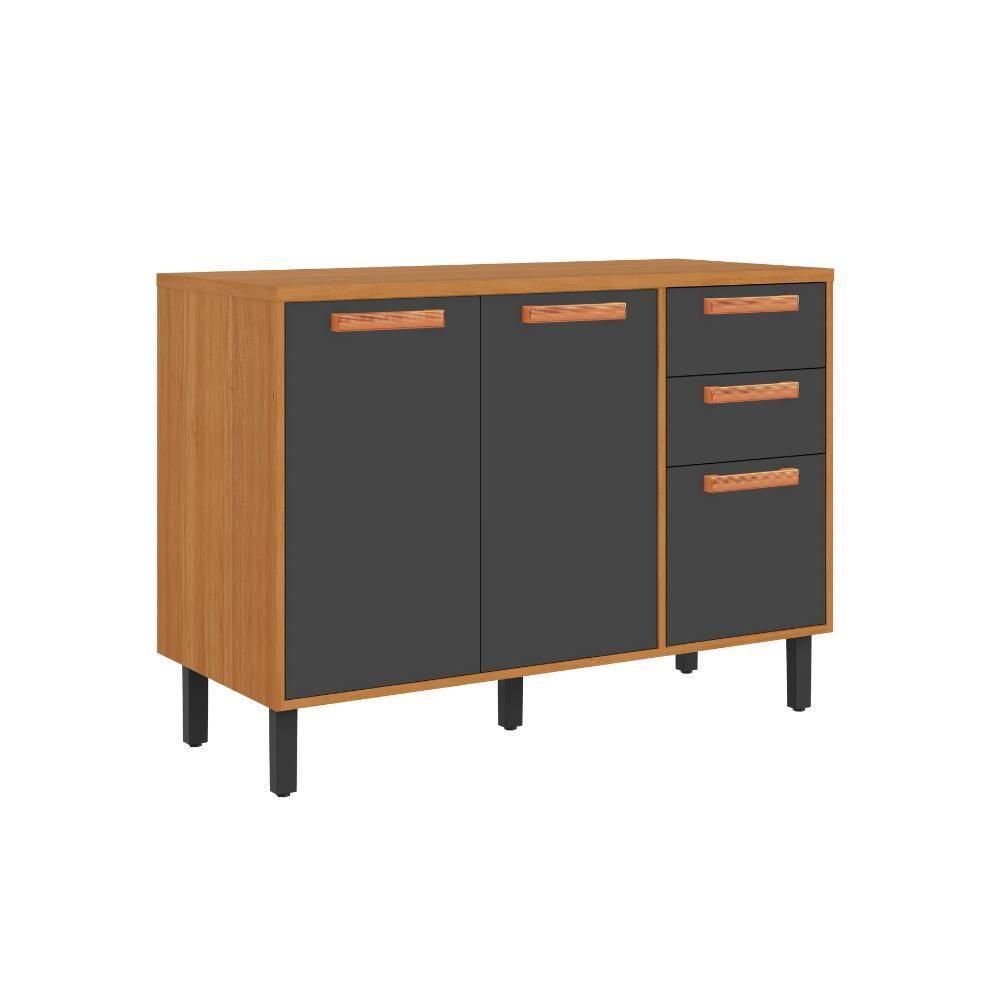 Balcão De Cozinha Itaiaia 3 Portas 2 Gavetas Grafite Nápoles - 1