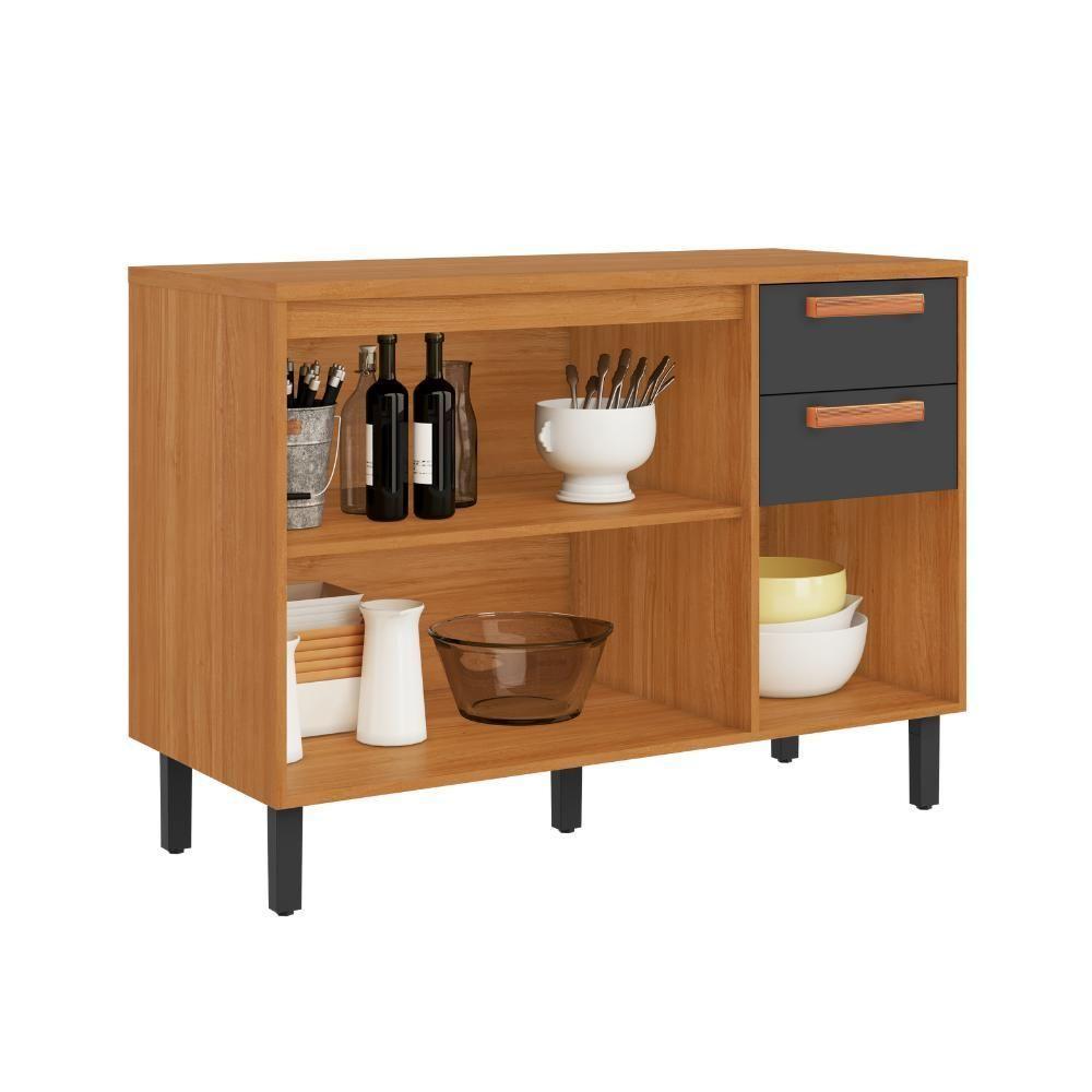 Balcão De Cozinha Itaiaia 3 Portas 2 Gavetas Grafite Nápoles - 2