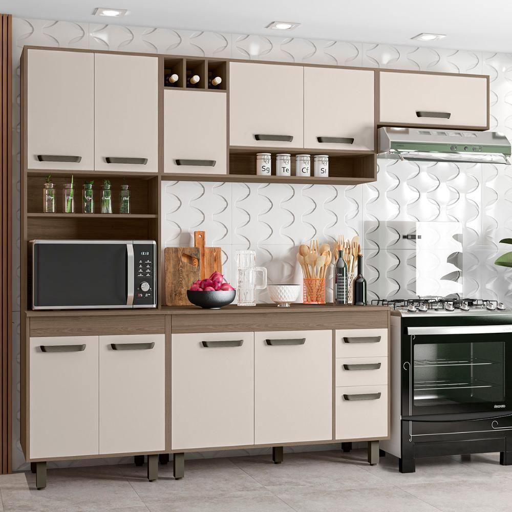 Armario De Cozinha Barcelona Com 11 Portas E 2 Gavetas Carvalho Oak/off White Carvalho Oak/off White - 2