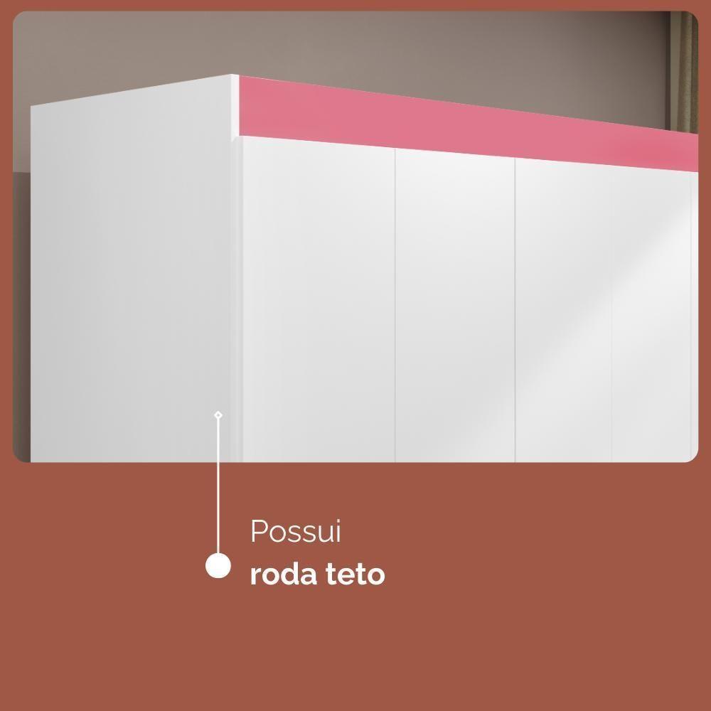 Guarda Roupa Casal 6 Portas 2 Gavetas Touch - Branco-rosa Flex - 4