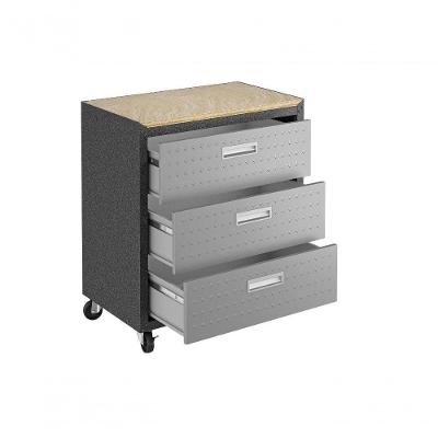 Balcão Multiúso Titanium Itatiaia 3 Gavetas Preto C- Cinza