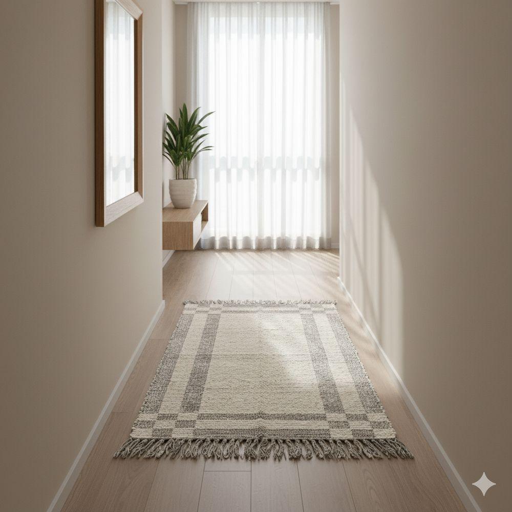 Tapete Passadeira Dupla Face Artesanal Algodão Confy 80x150 Cinza - 2