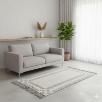 Tapete Passadeira Dupla Face Artesanal Algodão Confy 80x150 Cinza - 1