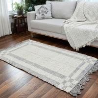 Tapete Passadeira Dupla Face Artesanal Algodão Confy 80x150 Cinza