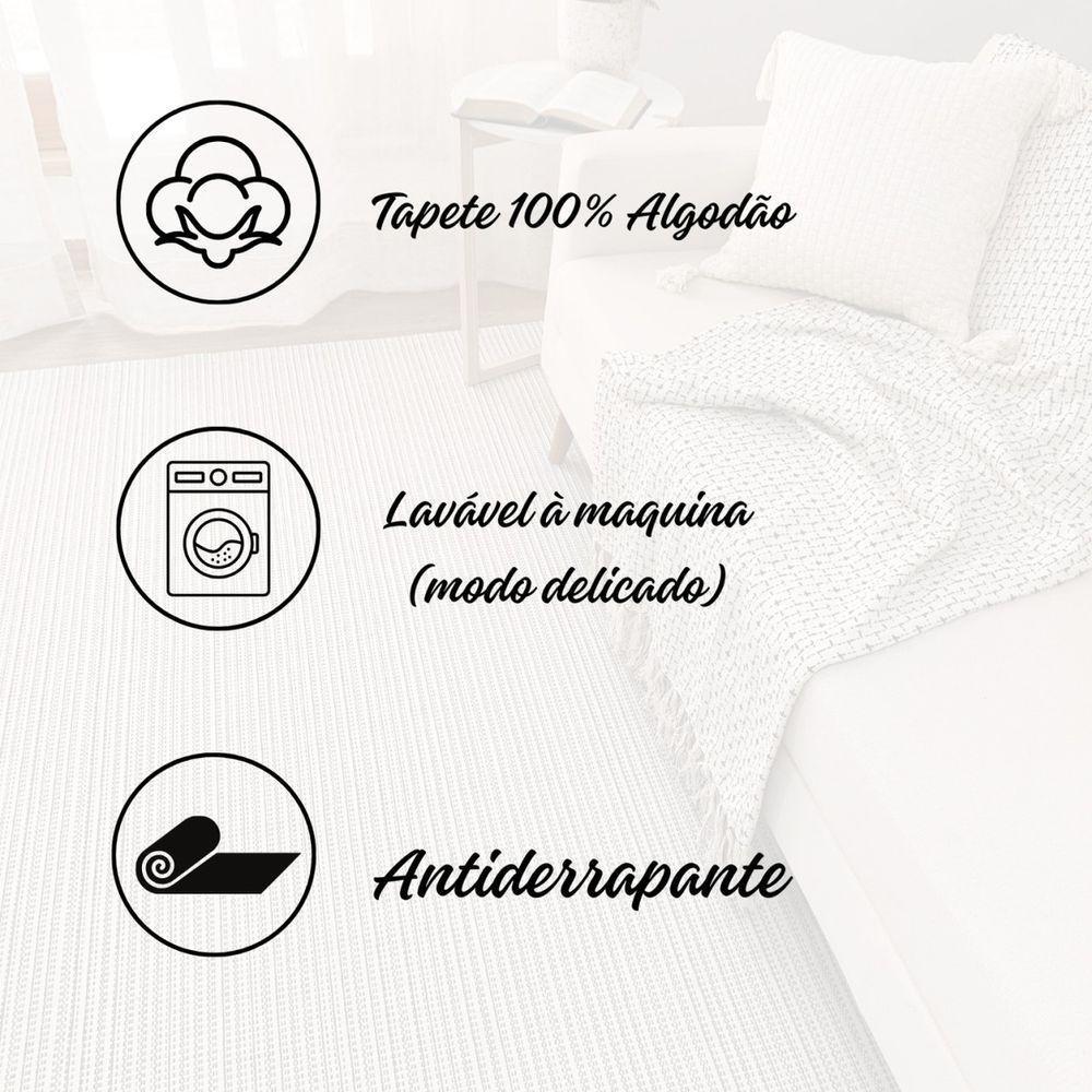 Tapete Passadeira Dupla Face Artesanal Algodão Confy 80x150 Bege - 3