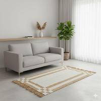 Tapete Passadeira Dupla Face Artesanal Algodão Confy 80x150 Bege - 1