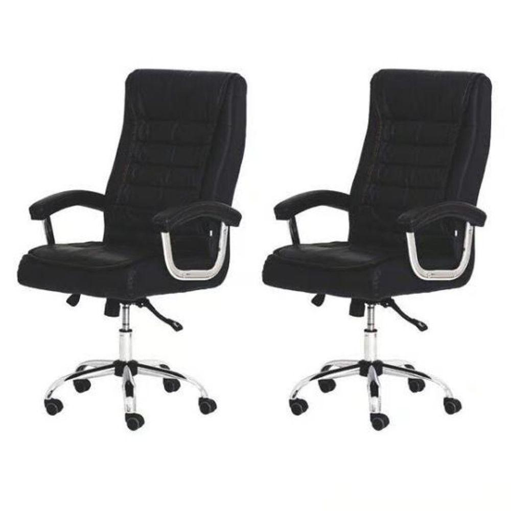 Kit 2 Cadeiras De Escritório Presidente Executiva Big Com Molas Ensacadas Confortável Giratória Preto - 1