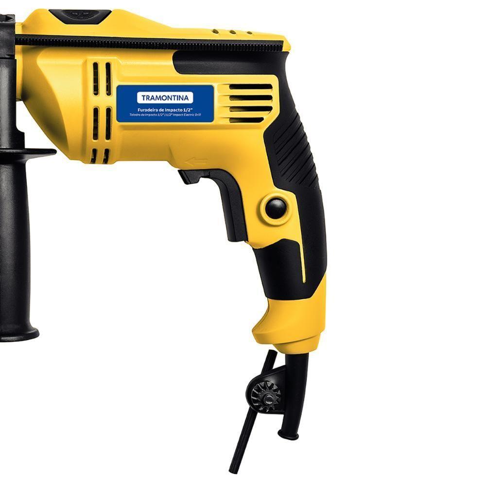 Furadeira De Impacto 500W 1/2 Com Empunhadura E Sistema De Reversão Tramontina 42360220 220V - 3
