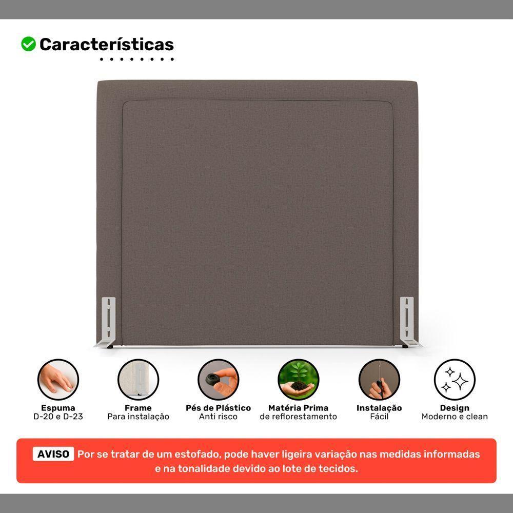Cabeceira Cama Box Casal Padrão Alba 140cm Com Frame Linho Marrom - Desk Design - 3