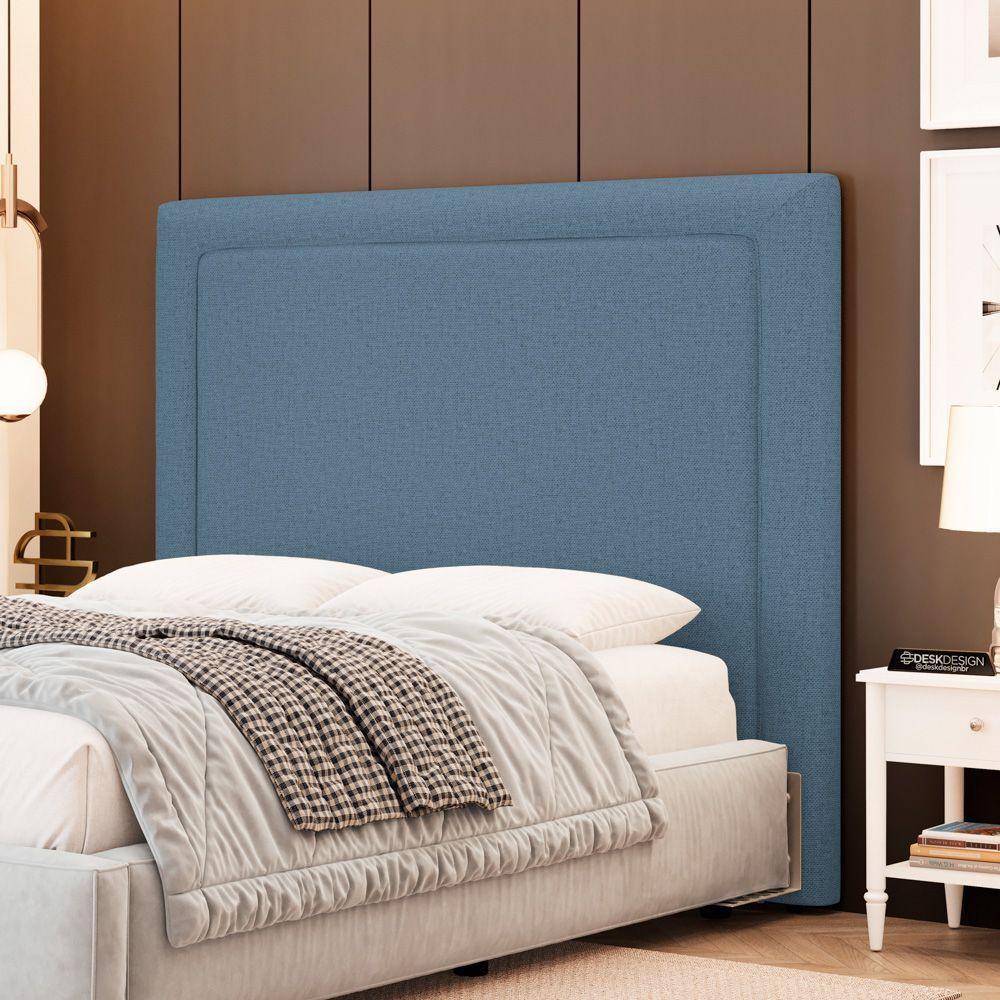 Cabeceira Cama Box Casal Padrão Alba 140cm Com Frame Linho Azul - Desk Design - 5