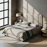 Cabeceira Cama Box Queen Size Alba 160cm Com Frame Veludo Bege - Desk Design - 5