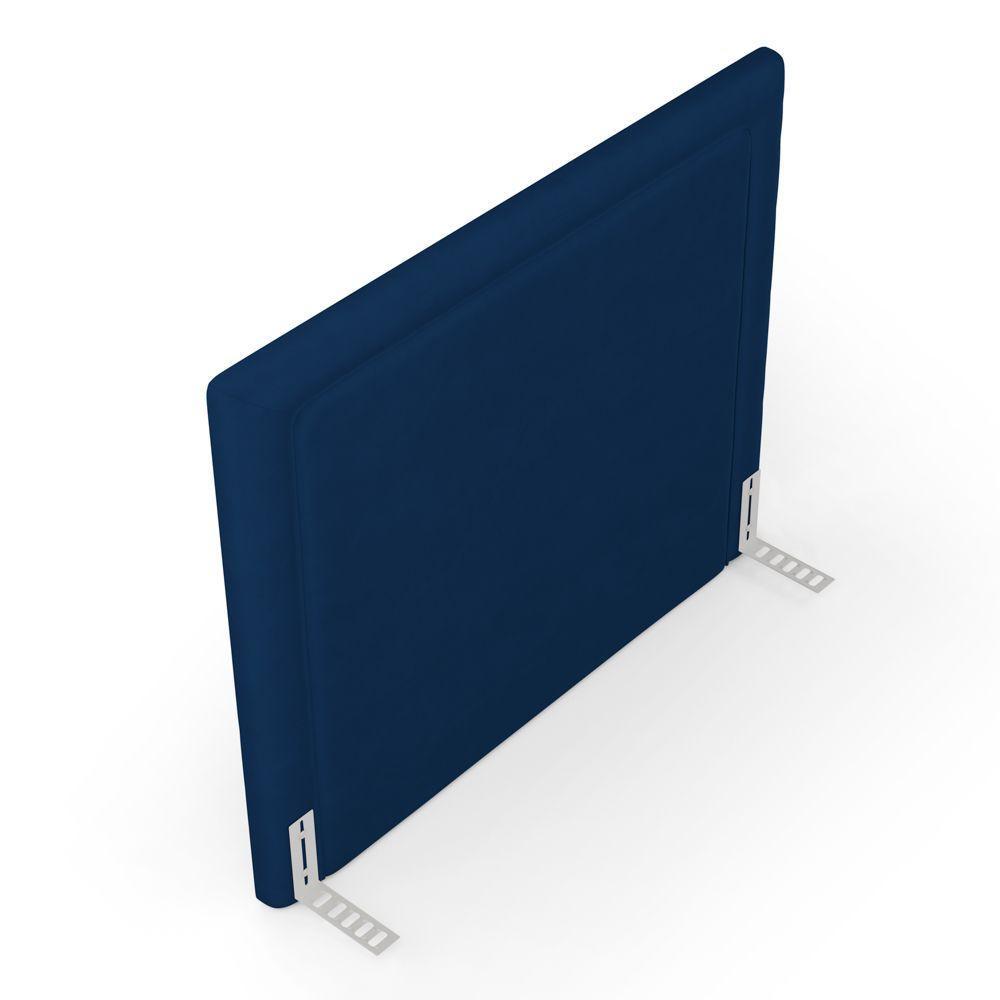 Cabeceira Cama Box Casal Padrão Alba 140cm Com Frame Veludo Azul Marinho - Desk Design - 5