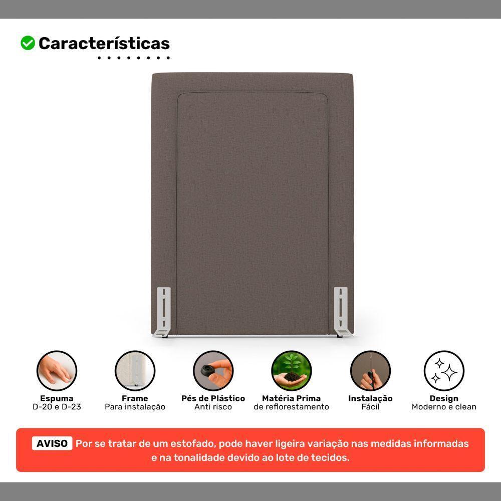 Cabeceira Cama Box Solteiro Alba 90cm Com Frame Linho Marrom - Desk Design - 3