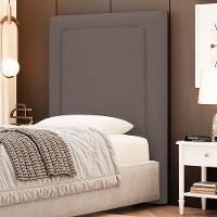 Cabeceira Cama Box Solteiro Alba 90cm Com Frame Linho Marrom - Desk Design - 2