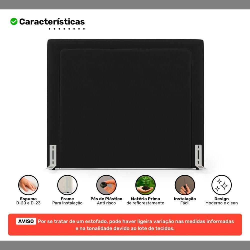Cabeceira Cama Box King Size Alba 195cm Com Frame Couríssimo Preto - Desk Design - 3