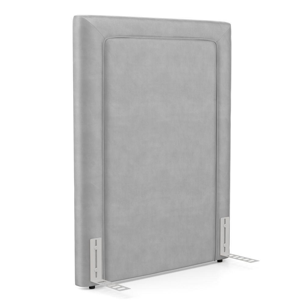 Cabeceira Cama Box Solteiro Alba 90cm Com Frame Veludo Cinza Claro - Desk Design - 1