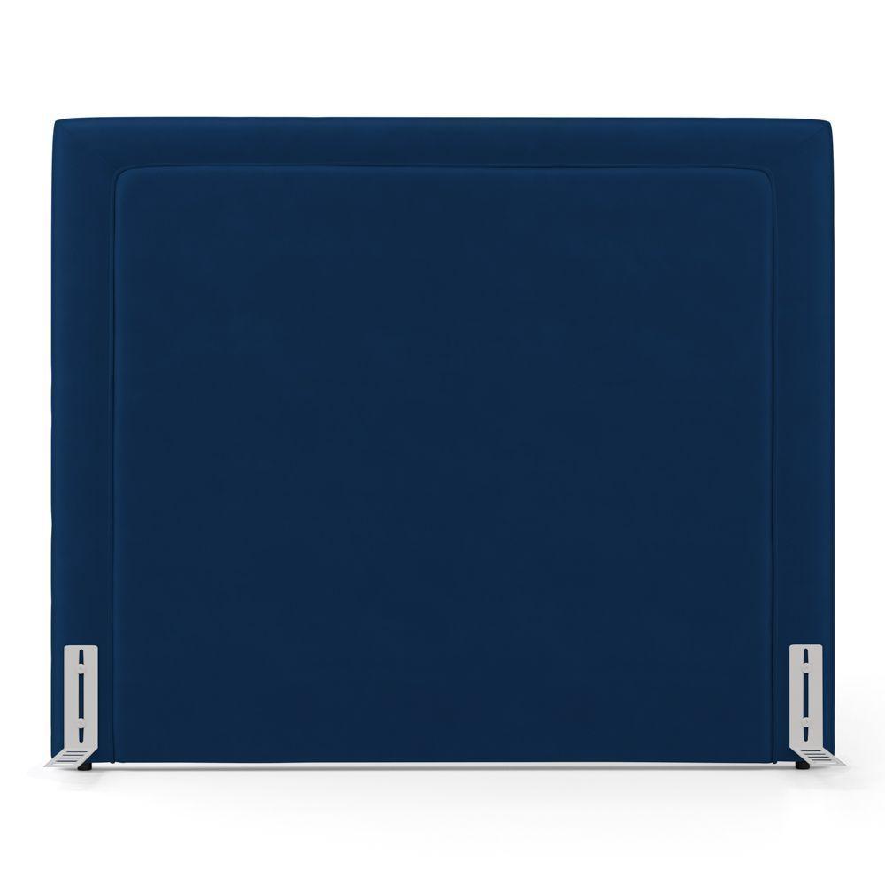 Cabeceira Cama Box Queen Size Alba 160cm Com Frame Veludo Azul Marinho - Desk Design - 5
