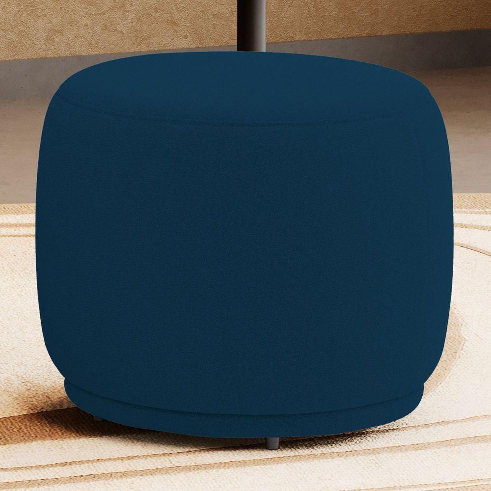Puff Decorativo Orgânico Living Molly Redondo Bouclê Azul Marinho - Desk Design - 2