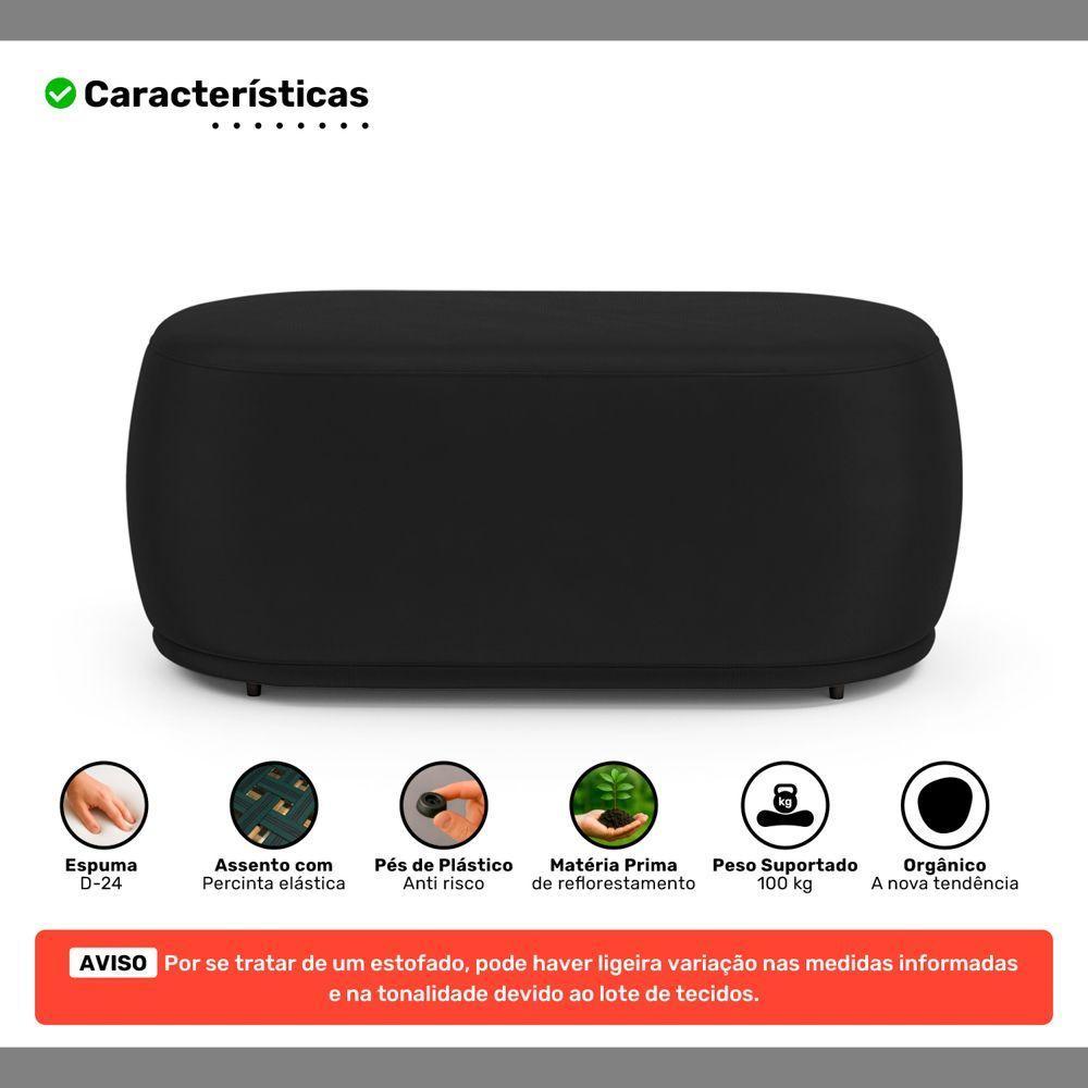 Puff Decorativo Orgânico Living Molly 02 Lugares Veludo Preto - Desk Design - 3