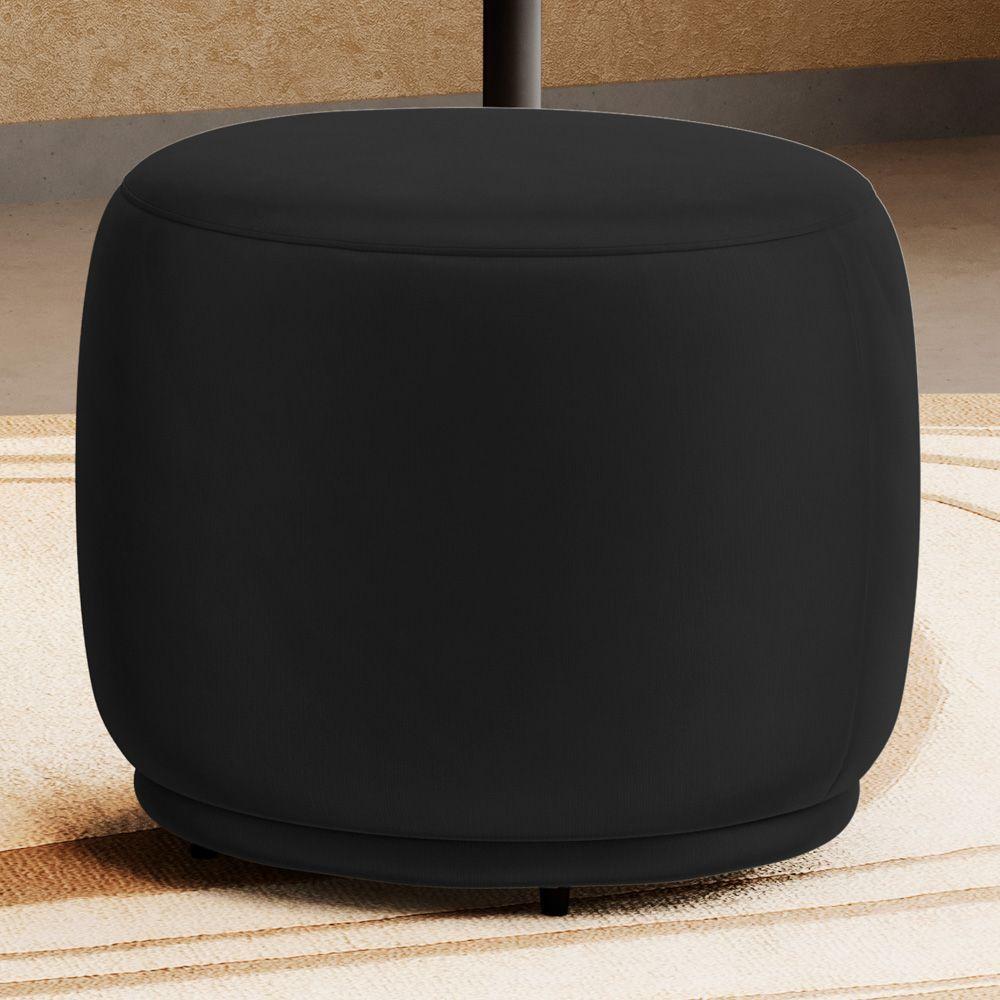Puff Decorativo Orgânico Living Molly Redondo Veludo Preto - Desk Design - 2