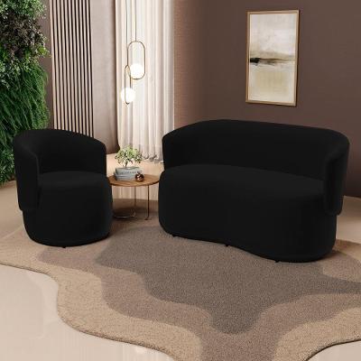 Kit Poltrona E Namoradeira Aisha Orgânica Veludo Preto - Desk Design