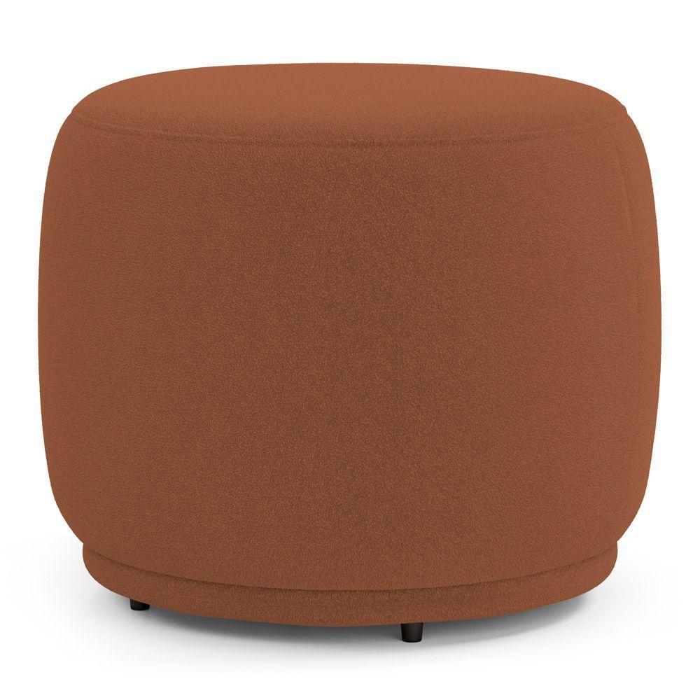 Puff Decorativo Orgânico Living Molly Redondo Bouclê Terracota - Desk Design - 1