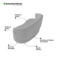 Kit Poltrona E Namoradeira Aisha Orgânica Veludo Cinza Claro - Desk Design - 3