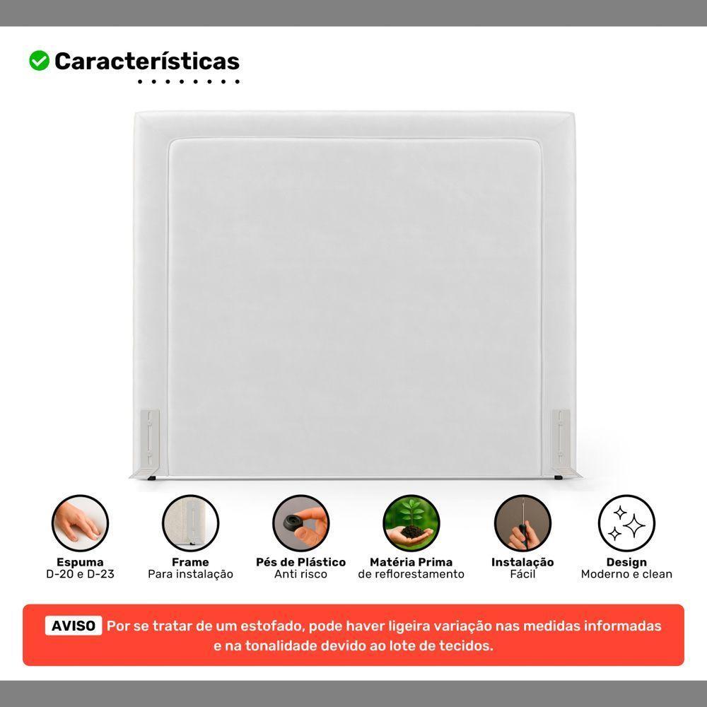 Cabeceira Cama Box Casal Padrão Alba 140cm Com Frame Couríssimo Branco - Desk Design - 3