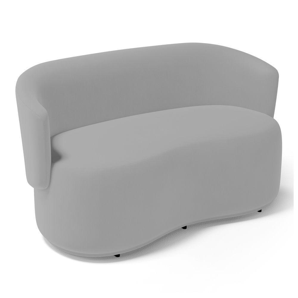 Kit 2 Poltronas E 1 Namoradeira Aisha Orgânica Veludo Cinza Claro - Desk Design - 2