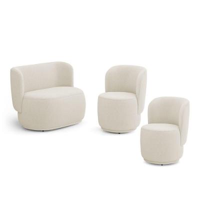 Kit 2 Poltronas E 1 Namoradeira Molly Sofá Poltrona Orgânica Bouclê Bege Desk Design
