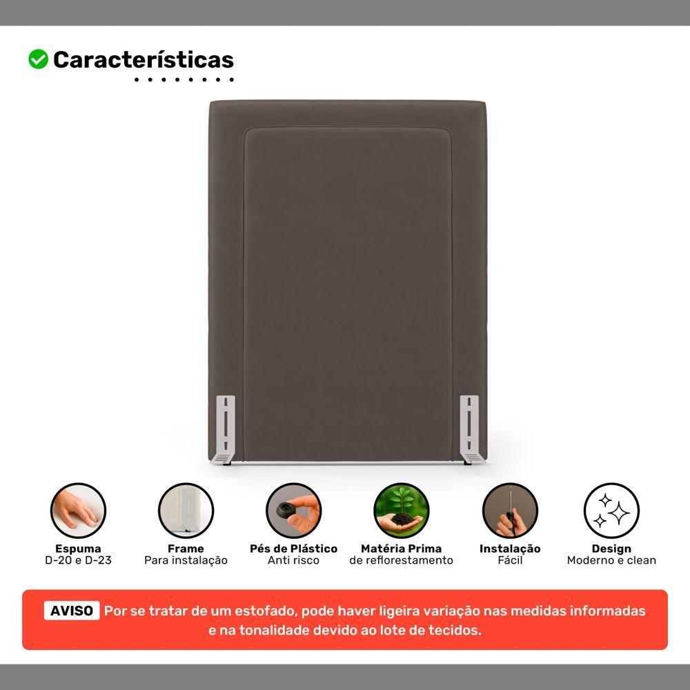 Cabeceira Cama Box Solteiro Alba 90cm Com Frame Veludo Marrom - Desk Design - 3