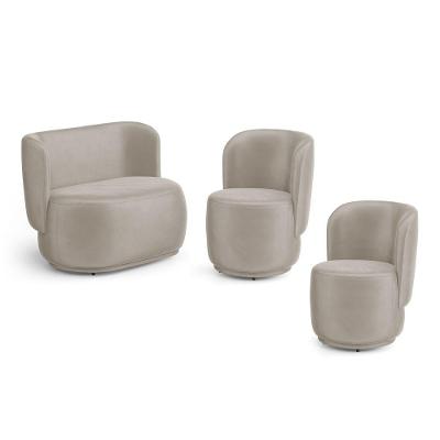 Kit 2 Poltronas E 1 Namoradeira Molly Sofá Poltrona Veludo Bege Desk Design