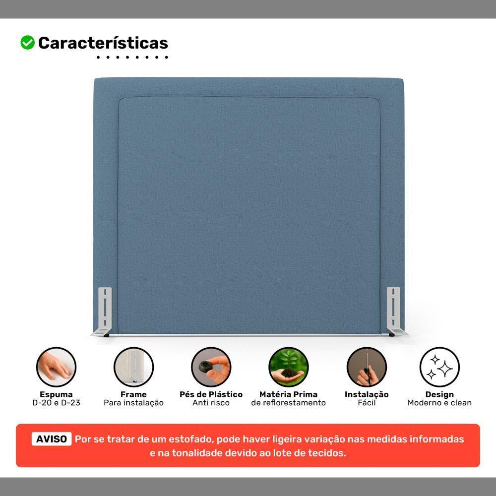 Cabeceira Cama Box King Size Alba 195cm Com Frame Linho Azul - Desk Design - 3