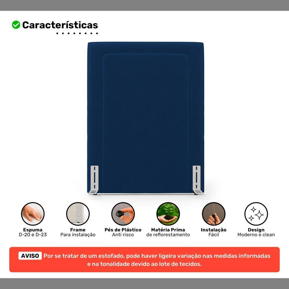 Cabeceira Cama Box Solteiro Alba 90cm Com Frame Veludo Azul Marinho - Desk Design - 4