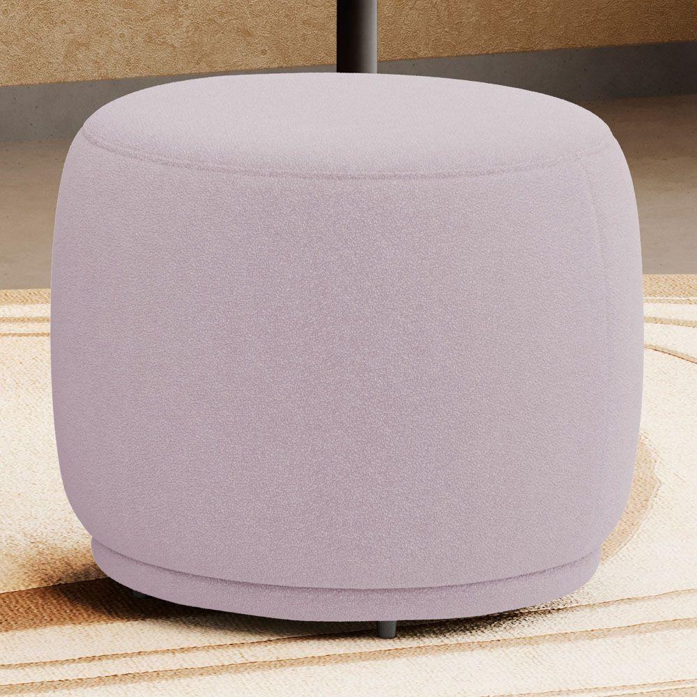 Puff Decorativo Orgânico Living Molly Redondo Bouclê Rosé - Desk Design - 2