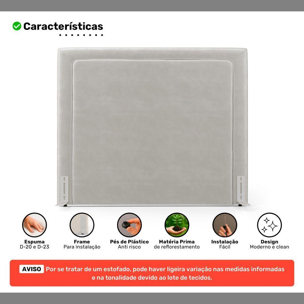 Cabeceira Cama Box King Size Alba 195cm Com Frame Veludo Bege Claro - Desk Design - 3