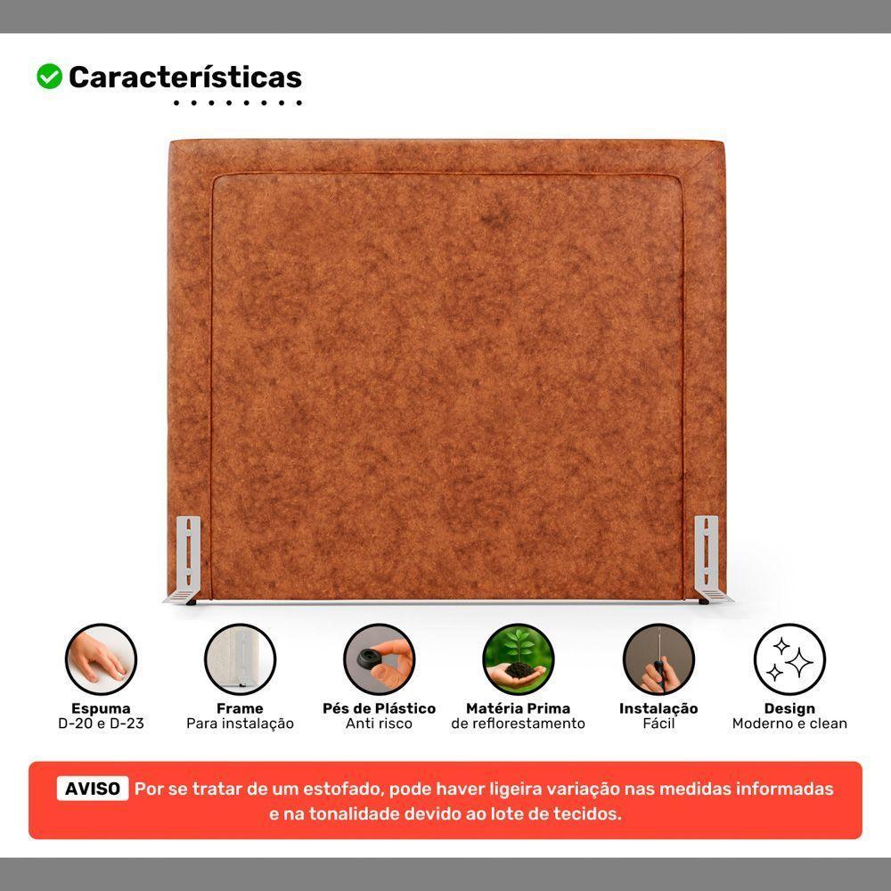 Cabeceira Cama Box Casal Padrão Alba 140cm Com Frame Couríssimo Caramelo - Desk Design - 3