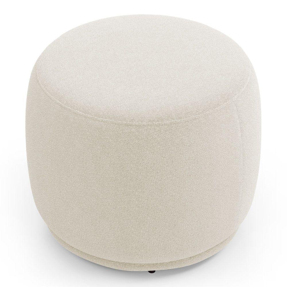 Puff Decorativo Orgânico Living Molly Redondo Bouclê Bege - Desk Design - 5