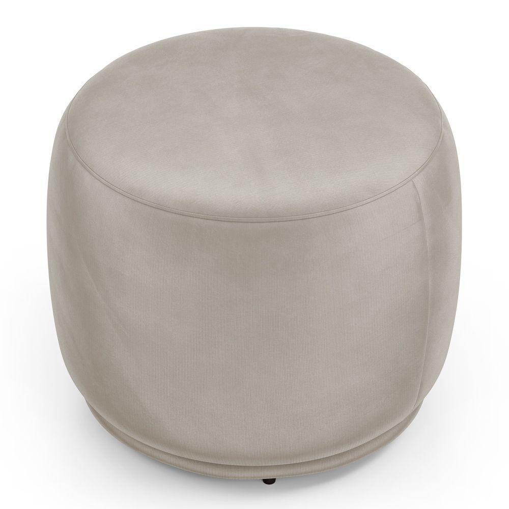 Kit 02 Puffs Decorativos Orgânicos Molly Redondo Veludo Bege - Desk Design - 5