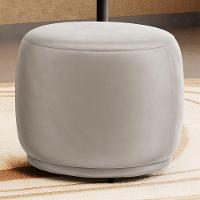 Kit 02 Puffs Decorativos Orgânicos Molly Redondo Veludo Bege - Desk Design - 2