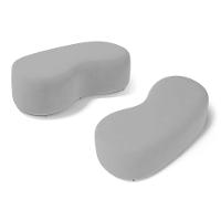 Kit 02 Puffs Decorativos Living Aisha Orgânico 02 Lugares Veludo Cinza Claro - Desk Design - 1