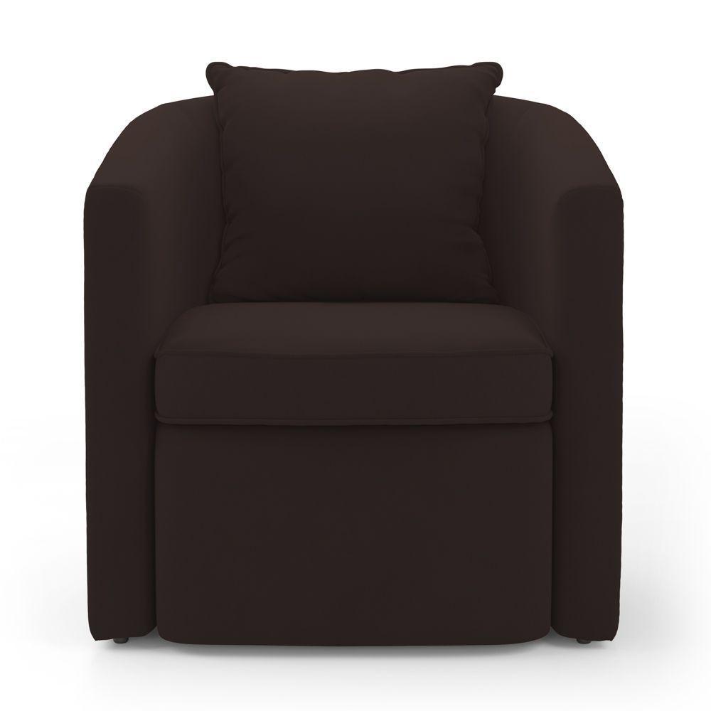 Kit 02 Poltronas Decorativas Sala De Estar Aimê Suede Marrom - Desk Design - 6