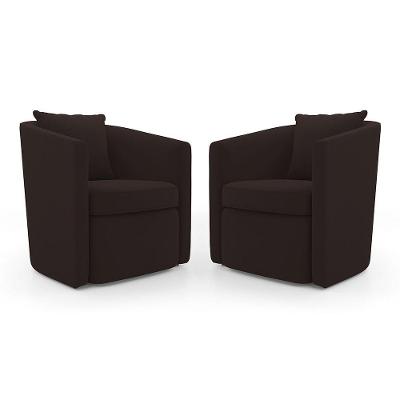 Kit 02 Poltronas Decorativas Sala De Estar Aimê Suede Marrom - Desk Design