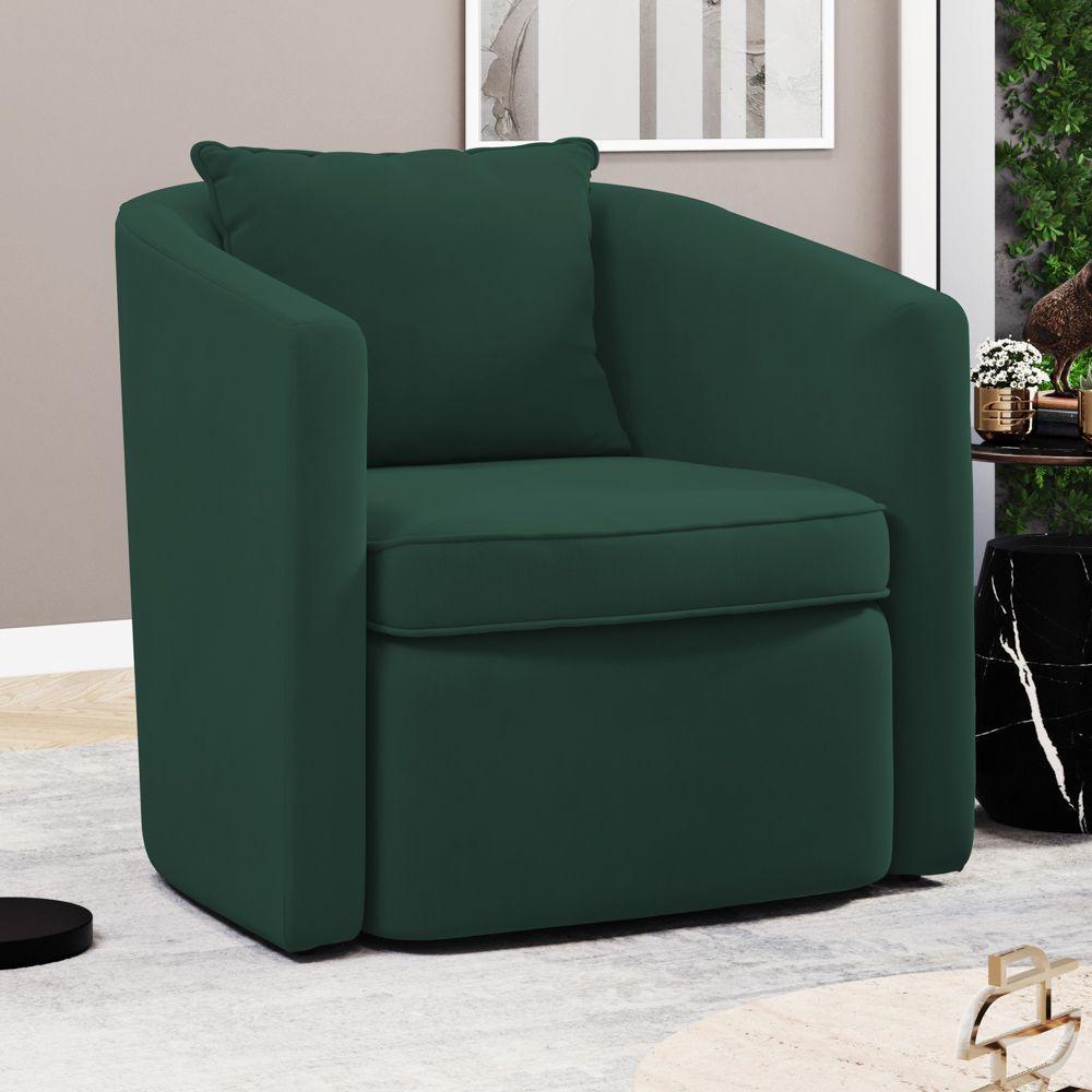 Poltrona Decorativa Sala De Estar Aimê Veludo Verde Escuro - Desk Design - 1