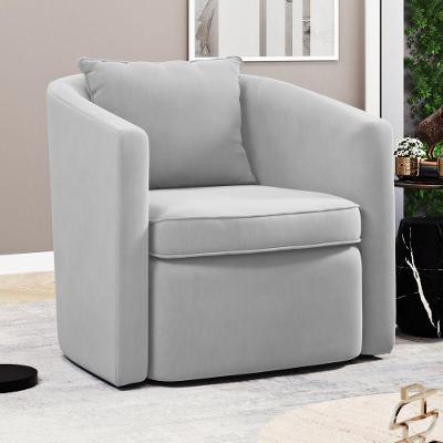 Poltrona Decorativa Sala De Estar Aimé Veludo Cinza Desk Design