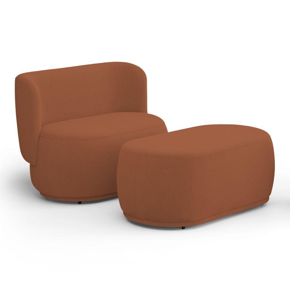 Namoradeira Com Puff Orgânico Molly 02 Lugares Bouclê Terracota - Desk Design - 1