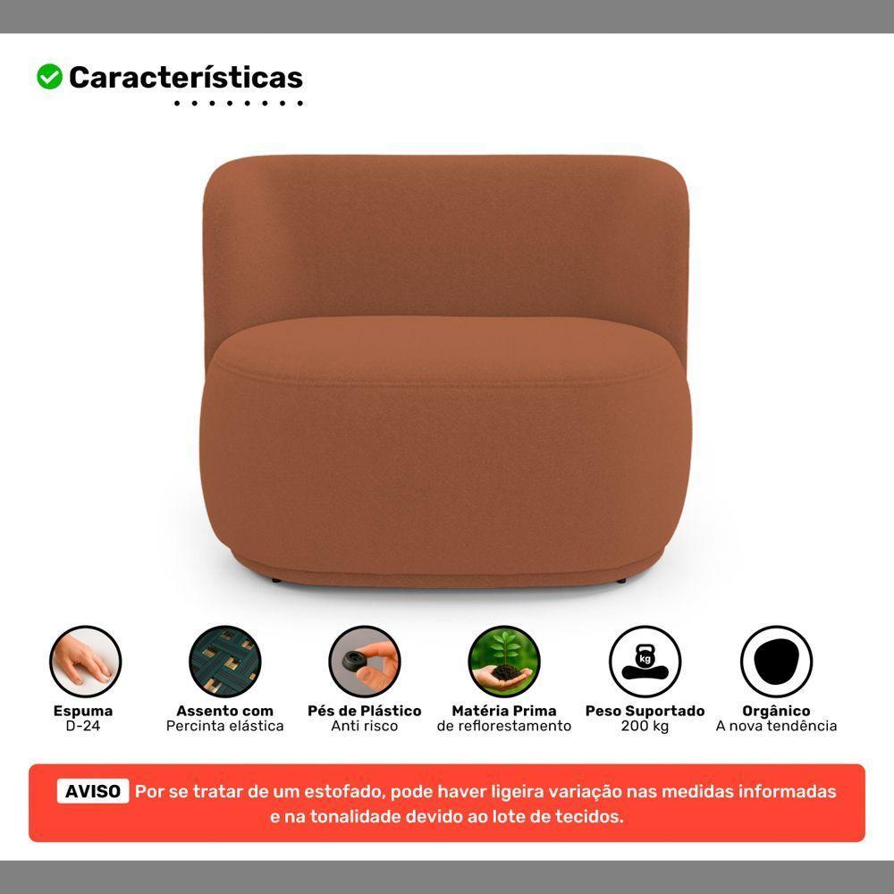 Namoradeira Com Puff Orgânico Molly 02 Lugares Bouclê Terracota - Desk Design - 3